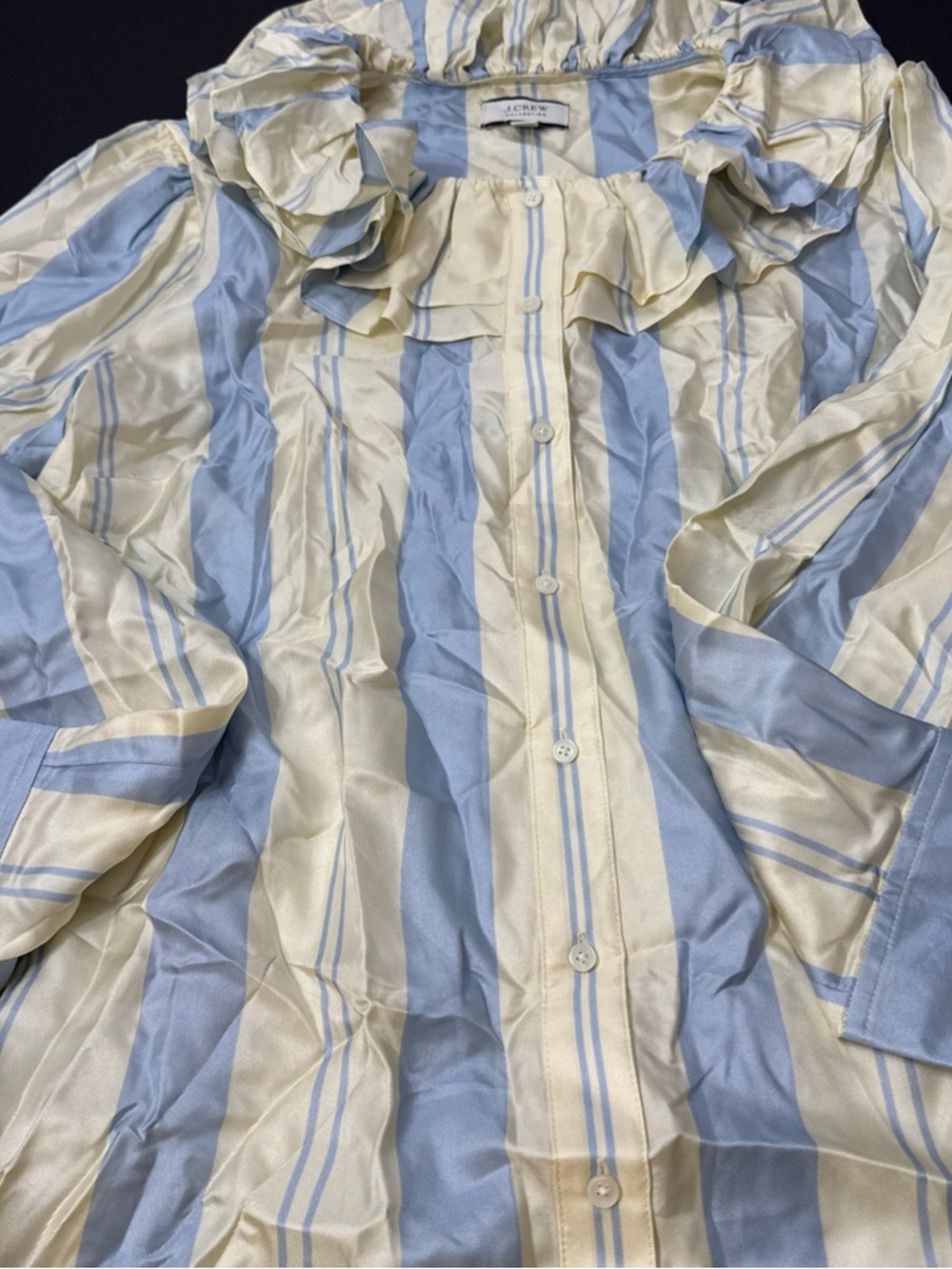 J. Crew Collection Blue and Cream Striped Blouse